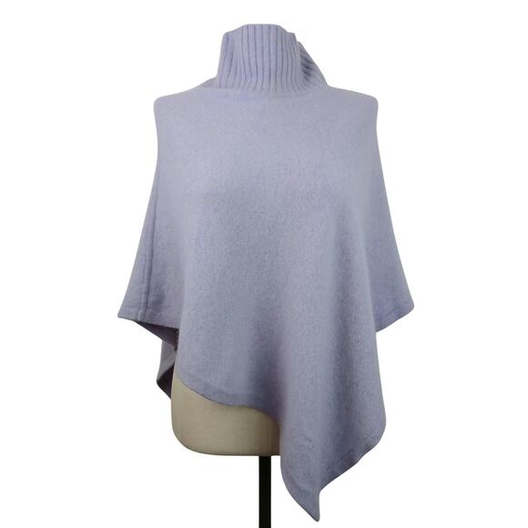 Never A Wallflower Women's 100% Cashmere Mock Neck Poncho Sweater Lilac One Size - Picture 2 of 6